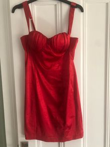 red satin dress