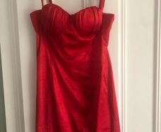 red satin dress