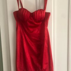 red satin dress