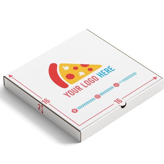 Custom Logo Printed on Top White Pizza Boxes Corrugated Take Out Cardboard Delivery Pizza Boxes