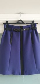 M&S A-line cobalt skirt with belt Sz 6 UK