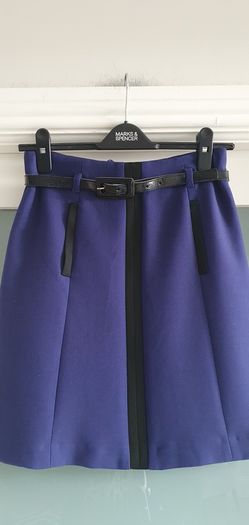 M&S A-line cobalt skirt with belt Sz 6 UK