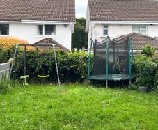 swing set and trampoline
