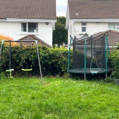 swing set and trampoline
