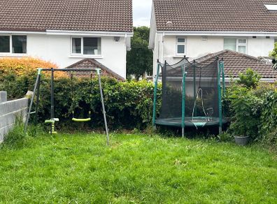 swing set and trampoline