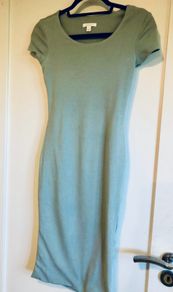 Kookai Stretch Thick Cotton Duck Egg Green Dress