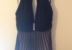 Black/grey halter neck dress.