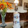 Vintage Decorative Porcelain Blue and Pink Floral Accent Table Lampbase Image 6