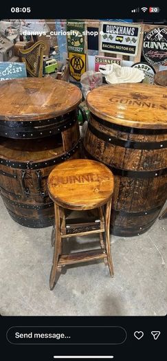 Barrell tables oak & oak bar stools