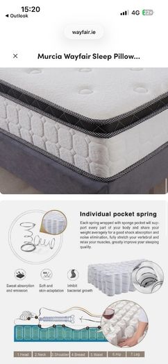 Murcia Wayfair Sleep Pillow Top Pocket Sprung Mattress