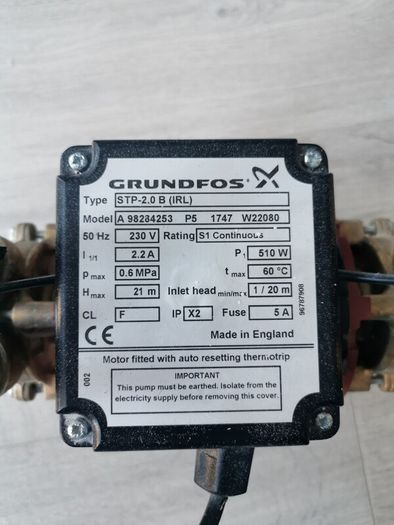 Grundfos STP-2.0 B (IRL) Shower Pump