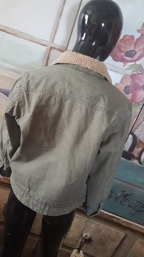 Gap Kids Olive Sherpa-Lined Trucker Jacket - Cozy and Warm A,V