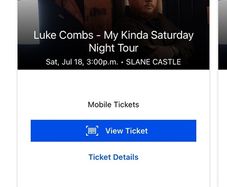 2 x Luke Combs Sat 18th July. 110 Euro each