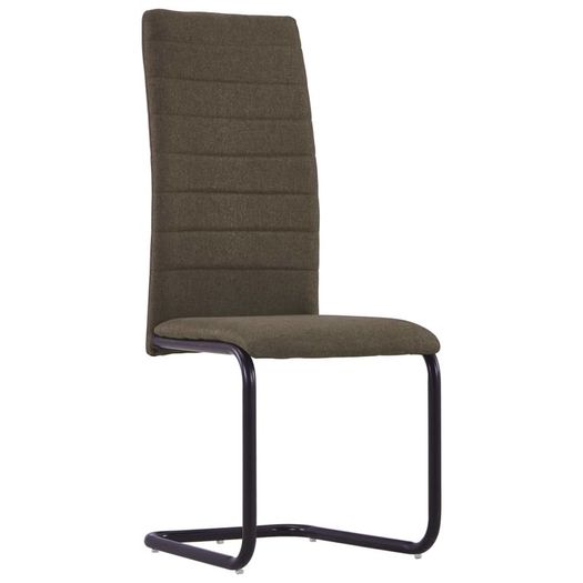 Cantilever Dining Chairs 2 pcs Brown Fabric