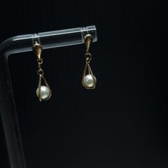 9K Gold Pearl Drop Earrings