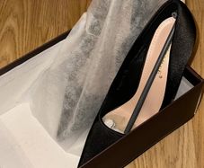 Black Satin Pointed Toe Stiletto Heels - EU38/UK5  Never Worn