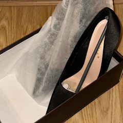 Black Satin Pointed Toe Stiletto Heels - EU38/UK5  Never Worn