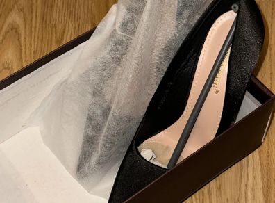 Black Satin Pointed Toe Stiletto Heels - EU38/UK5  Never Worn
