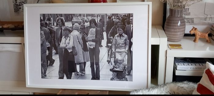 Large vintage  black and white photograph print of a street in Limerick 1970's.