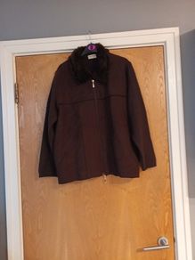 VIA APPIA Brown Faux  Suede  & Knitted  Jacket Cardigan. S.14. New.