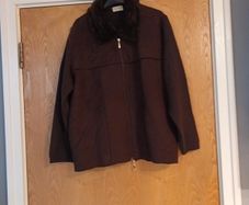 VIA APPIA Brown Faux  Suede  & Knitted  Jacket Cardigan. S.14. New.