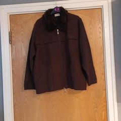 VIA APPIA Brown Faux  Suede  & Knitted  Jacket Cardigan. S.14. New.