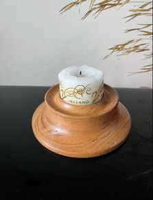 Turned Elm Wood Candle Holder