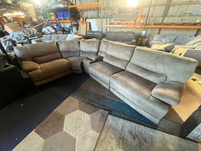 Beige corner recliner manual recliner sofa