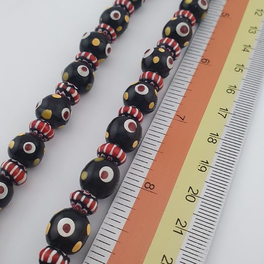 Vintage Venetian Style Thousand Eyes & Chevron Glass Beads Necklace