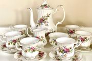 Royal Albert moss rose 15pc coffee set