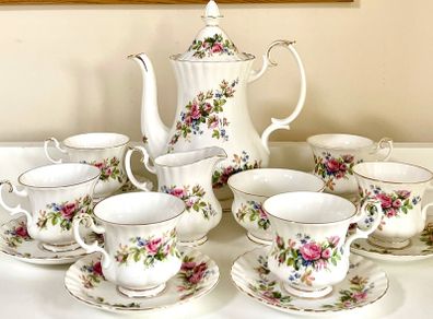 Royal Albert moss rose 15pc coffee set