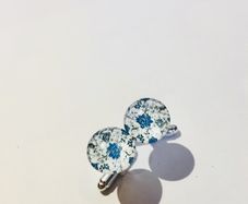 Blue and White glass cufflinks