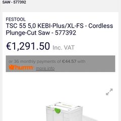 FestoolTSC 55 5,0 KEBI-Plus/XL-FS - Cordless Plunge-Cut Saw - 577392