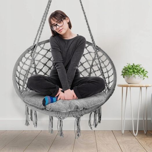 GREY Hanging Basket Chair  with CUSHION!!!