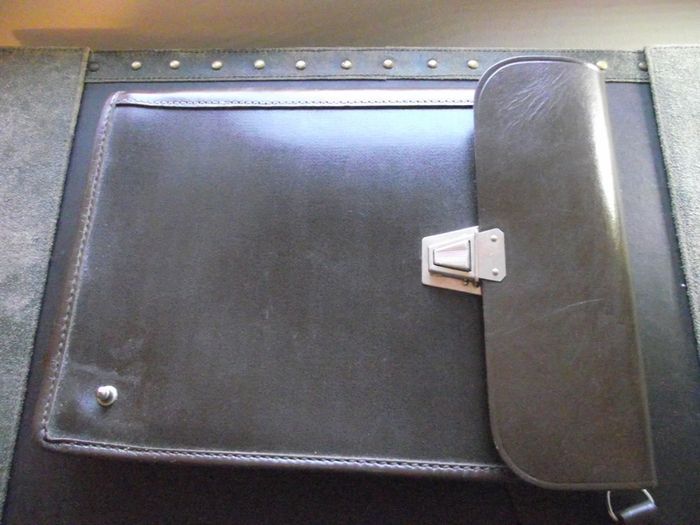 1970s Soviet Military Army Officer's Leather Sam Browne Belt with Field Bag Map-case