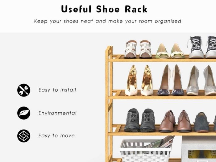 Shoe Rack, 4 Tier Bamboo Shoe Racks Storage Organizer (FREE POSTAGE)