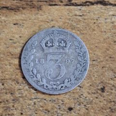 Great Britain UK 1897, 3 Pence / Threepence, Victoria, Silver Coin - free standard postage