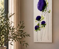 Jean Picton - Signed Original Poppy Painting - Large Tall Canvas