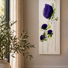 Jean Picton - Signed Original Poppy Painting - Large Tall Canvas