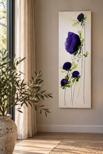 Jean Picton - Signed Original Poppy Painting - Large Tall Canvas