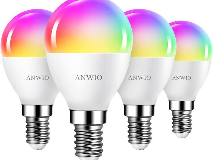 E14 Smart Bulb,Alexa Light Bulbs,RGB Colour Changing Bulbs,Smart Life App Control,Bluetooth & WiFi Bulb,470LM, 5W Replace 40 Watt,Works with Alexa, Echo,Google Assistant (4 Pack)