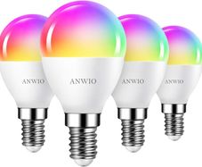 E14 Smart Bulb,Alexa Light Bulbs,RGB Colour Changing Bulbs,Smart Life App Control,Bluetooth & WiFi Bulb,470LM, 5W Replace 40 Watt,Works with Alexa, Echo,Google Assistant (4 Pack)