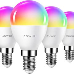 E14 Smart Bulb,Alexa Light Bulbs,RGB Colour Changing Bulbs,Smart Life App Control,Bluetooth & WiFi Bulb,470LM, 5W Replace 40 Watt,Works with Alexa, Echo,Google Assistant (4 Pack)
