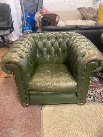 Pair of Vintage Chesterfield Low Back Club Chairs