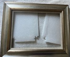 Silver gilt/champagne gold wood moulding picture frame with an off-white textured linen/canvas insert (liner)