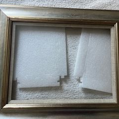 Silver gilt/champagne gold wood moulding picture frame with an off-white textured linen/canvas insert (liner)