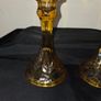 Pair of Art Deco Amber Glass Candleholders Image 2