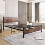 Double Bed Frame with Wooden Headboard,Heavy Duty Metal Platform Bed Frame Double Image 5
