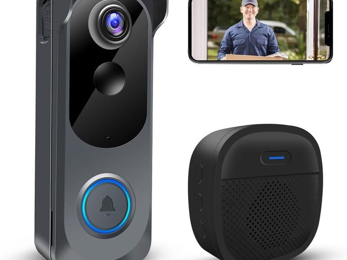 Wireless Video Doorbell Camera with Chime, Voice Changer/Message, PIR Motion Detection, Instant Alerts, 2-Way Audio, 2K HD, Night Vision, 2.4G WiFi, IP66, Battery Powered