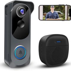 Wireless Video Doorbell Camera with Chime, Voice Changer/Message, PIR Motion Detection, Instant Alerts, 2-Way Audio, 2K HD, Night Vision, 2.4G WiFi, IP66, Battery Powered